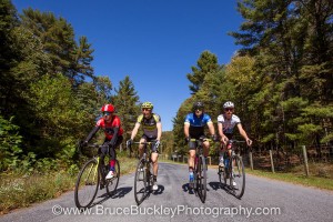 Event founder, Jeremiah Bishop (second from left), and other cyclists are seen riding during the 2017 Alpine Loop Gran Fondo